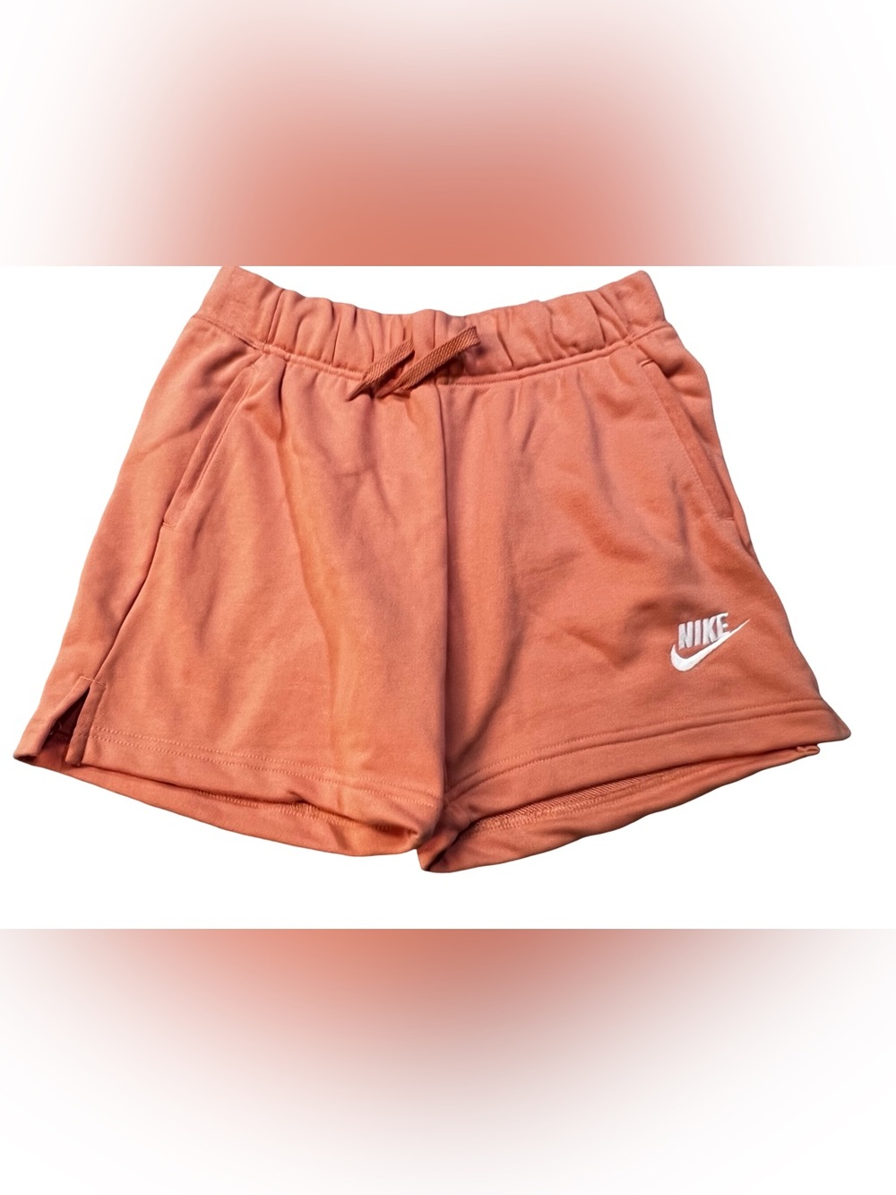 Nike Girls Fleece Shorts Coral Pink Standard Fit Drawstring size XL DA1405-824